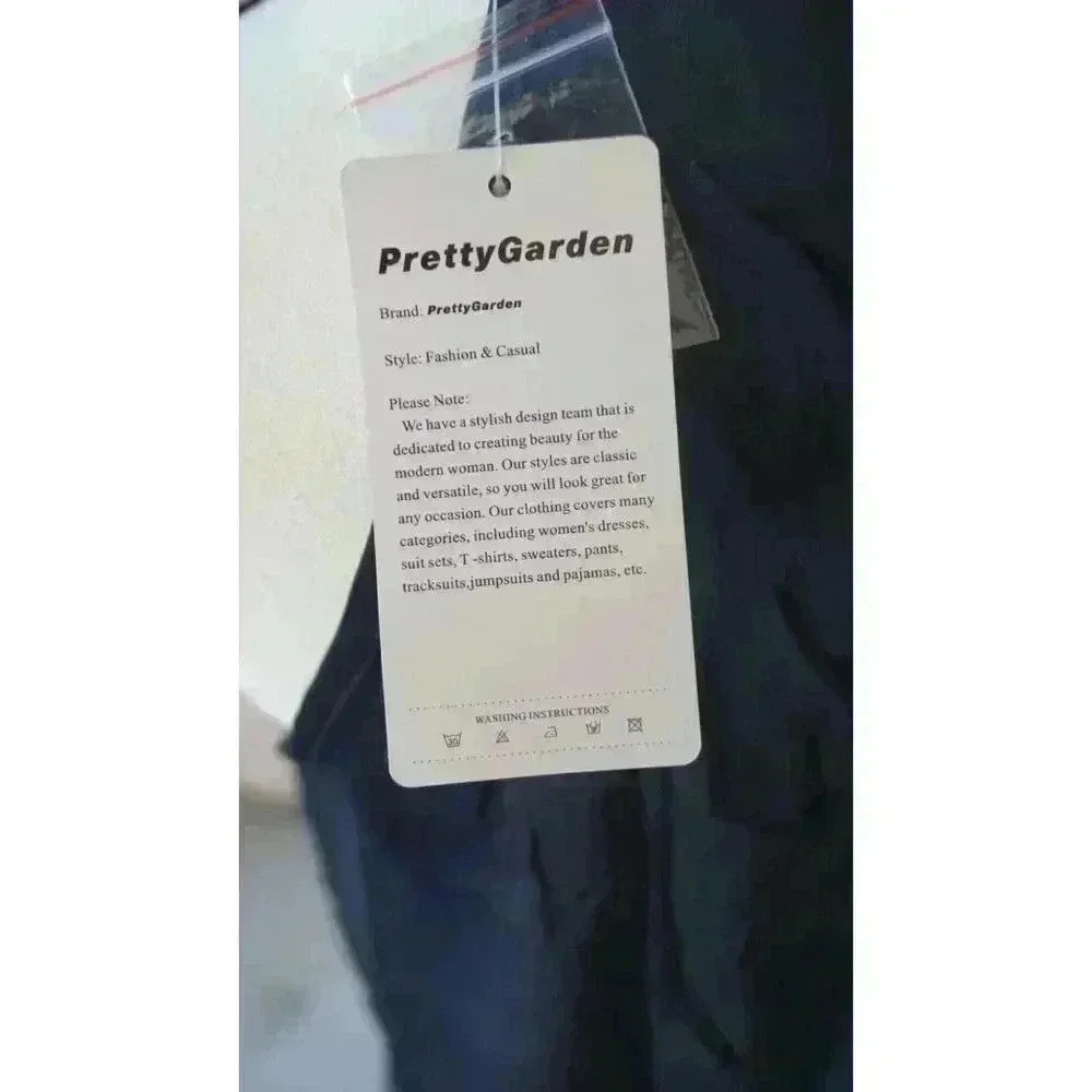 NWT PRETTYGARDEN Navy Satin Elegant Sleeveless Mock Neck Dress, Size M - Picture 10 of 16